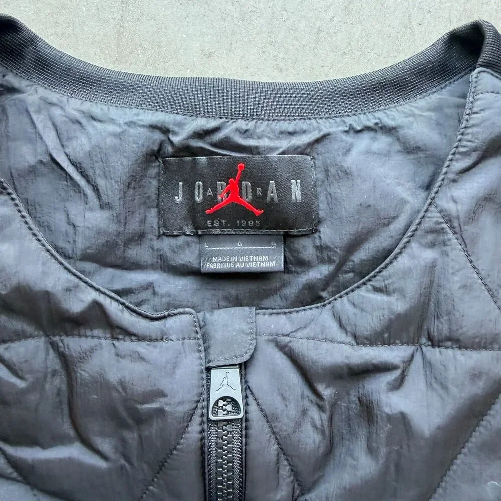 Jordan Mens L Golf Gilet Puffer Vest Jacket Sail Black Jumpman FB3265 Quilted